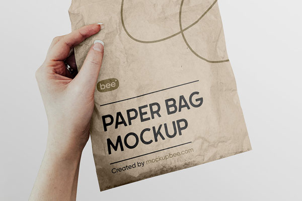 Facing Sight of Square Paper Food Bag Mockup FREE PSD