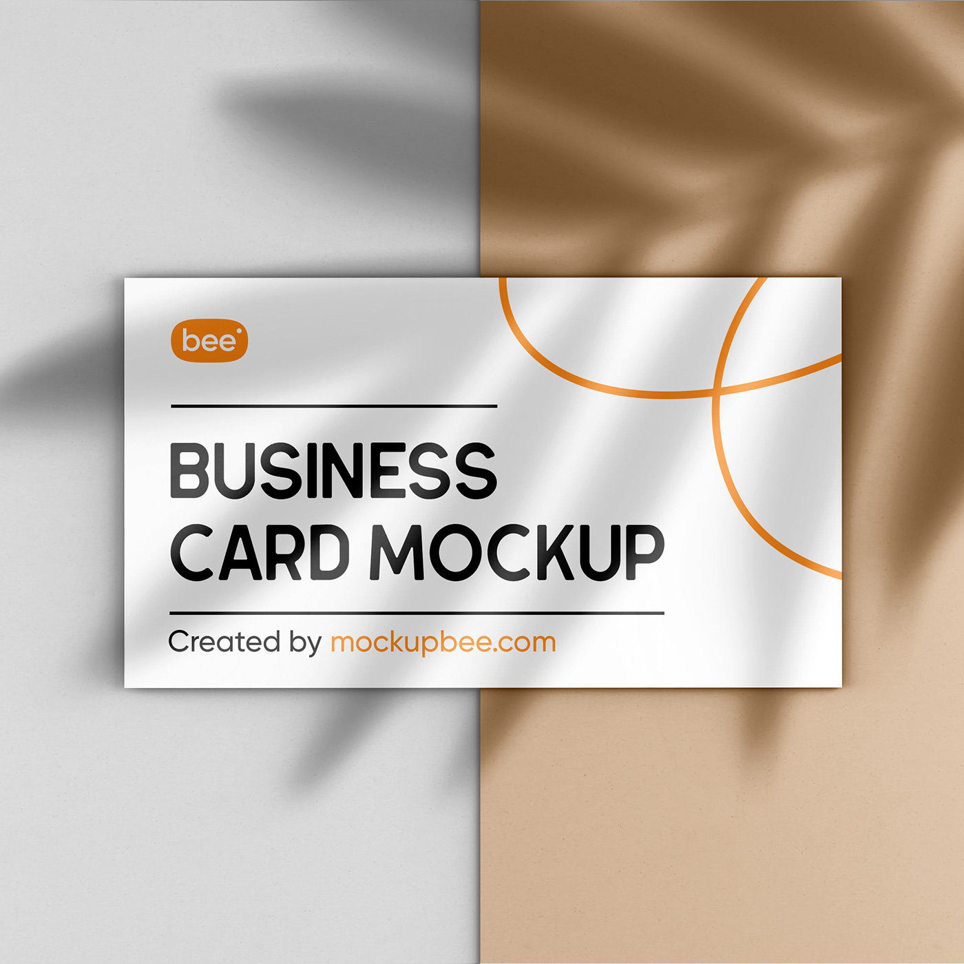 Facing View of Business Card Mockup with Shadow FREE PSD