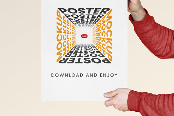 Facing View of Poster Mockup in Hands FREE PSD