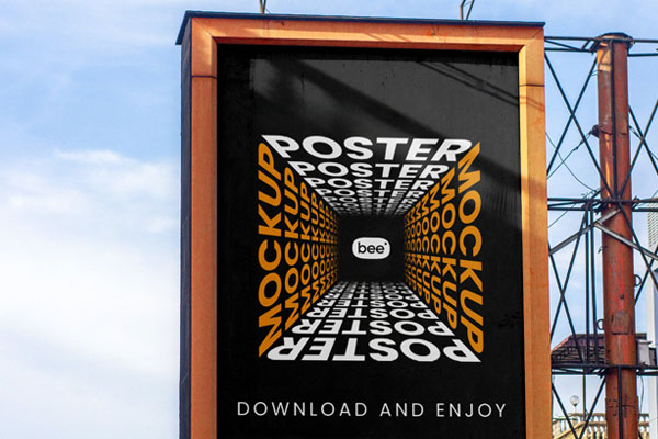 Facing View of Vertical Billboard Mockup FREE PSD