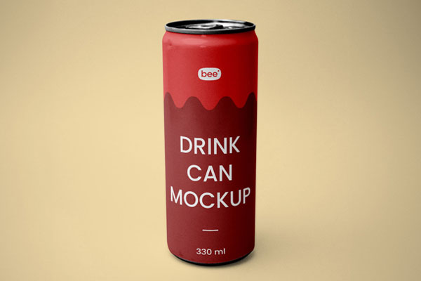 Front View of Standing Can Mockup FREE PSD
