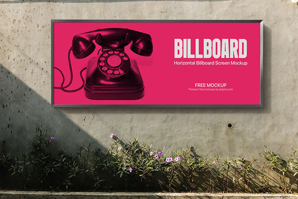 Front Vision of Horizontal Billboard Mockup FREE PSD