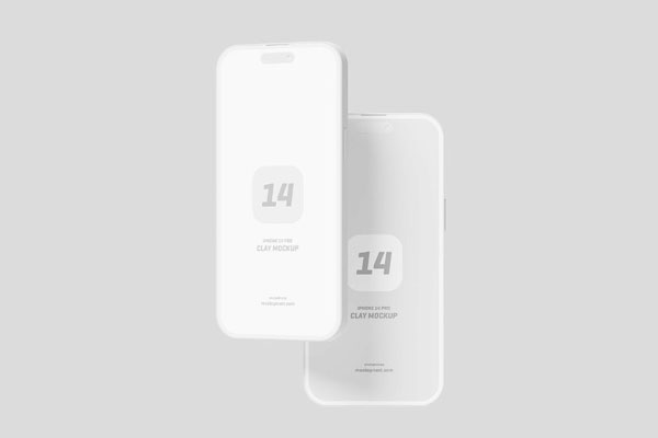 Iphone 14 Pro Clay Mockup in 5 Sights FREE PSD