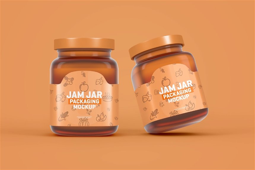 Jam Jar Packaging Mockup in 4 Views FREE PSD