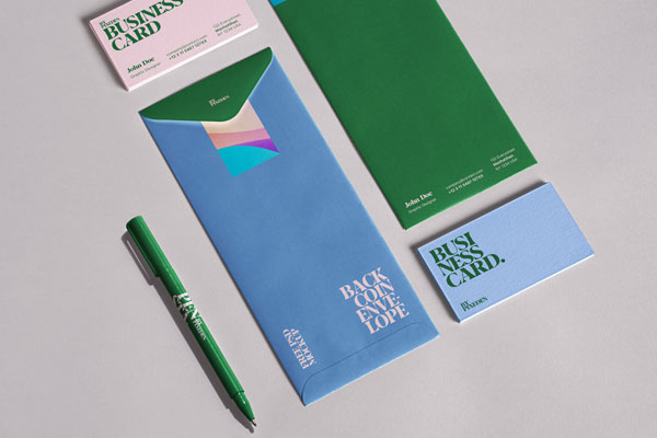 Long Envelope and Stationery Mockup in Perspective View FREE PSD