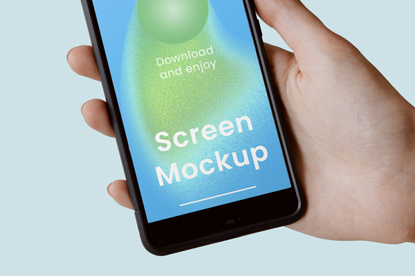 Perspective Sight of Smartphone Mockup in Hand FREE PSD