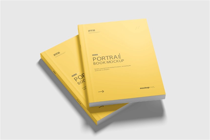 Portrait Softcover Book Mockup in 4 Shows FREE PSD