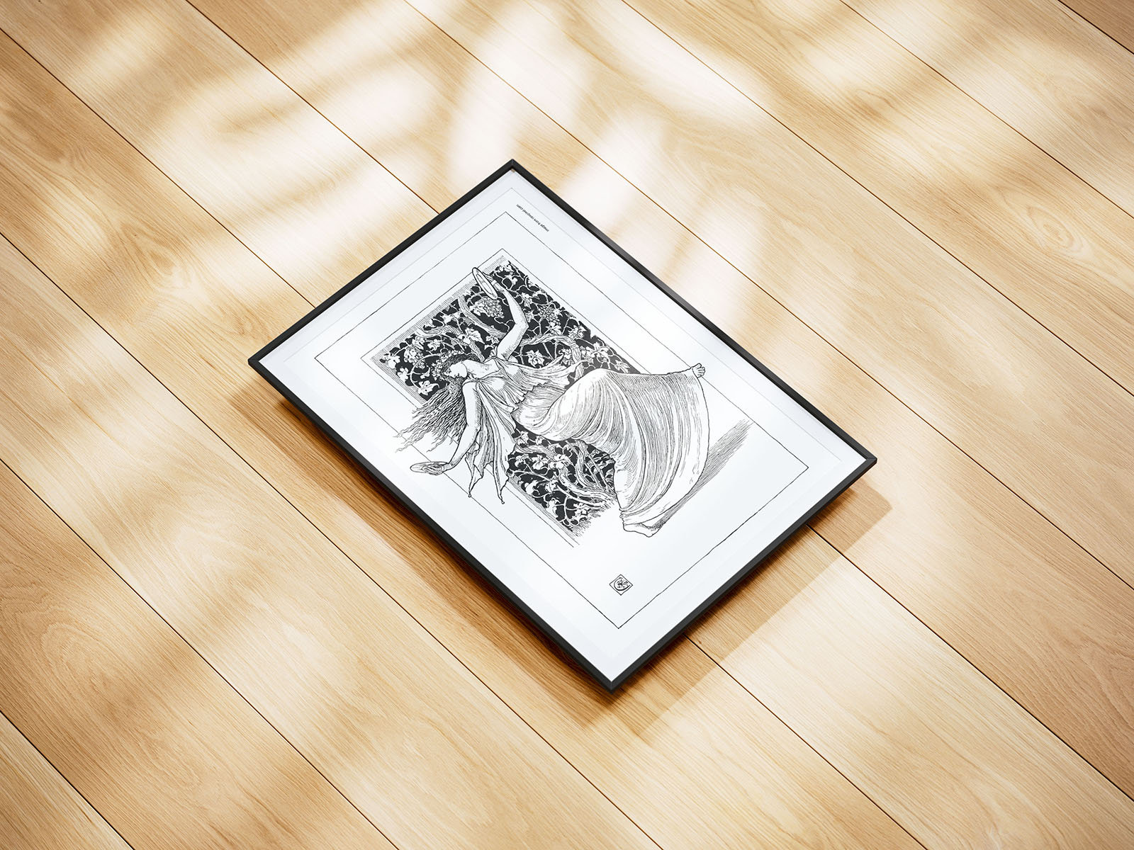 Poster Frame Mockup on the Floor in 5 Sights FREE PSD