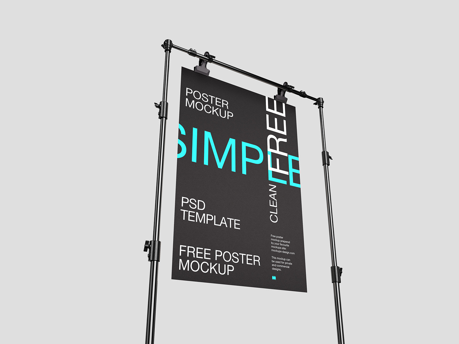 Poster Mockup on Tripod in 5 Showcases FREE PSD