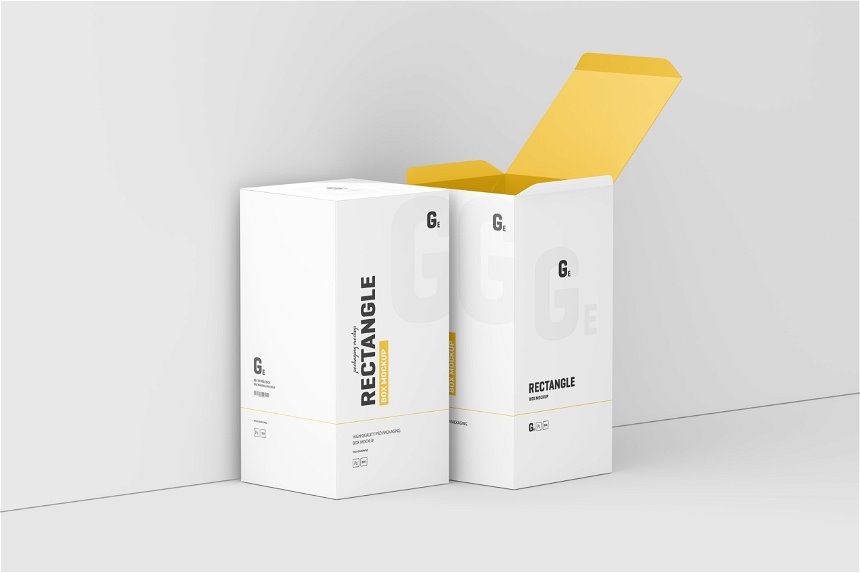 Rectangle Box Packaging Mockup in 4 Views FREE PSD