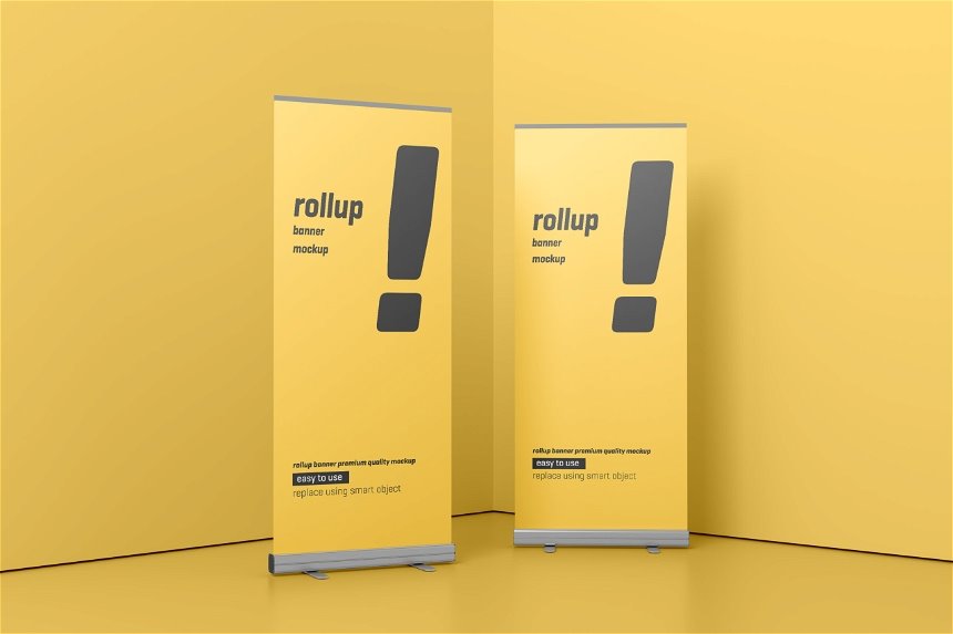 Roll Up Banner Mockup in 5 Distinct Visions FREE PSD