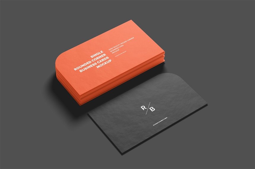 Single Rounded Corner Business Card Mockup in 4 Different Sights FREE PSD