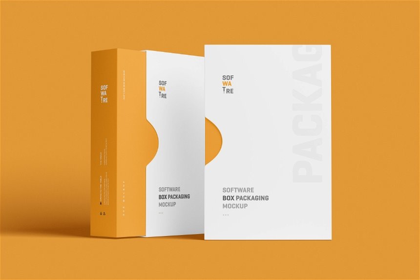 Software Box Mockup with Slip Case in 3 Sights FREE PSD