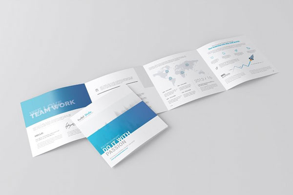 Square 4 Fold Brochure Mockup in 4 Sights FREE PSD
