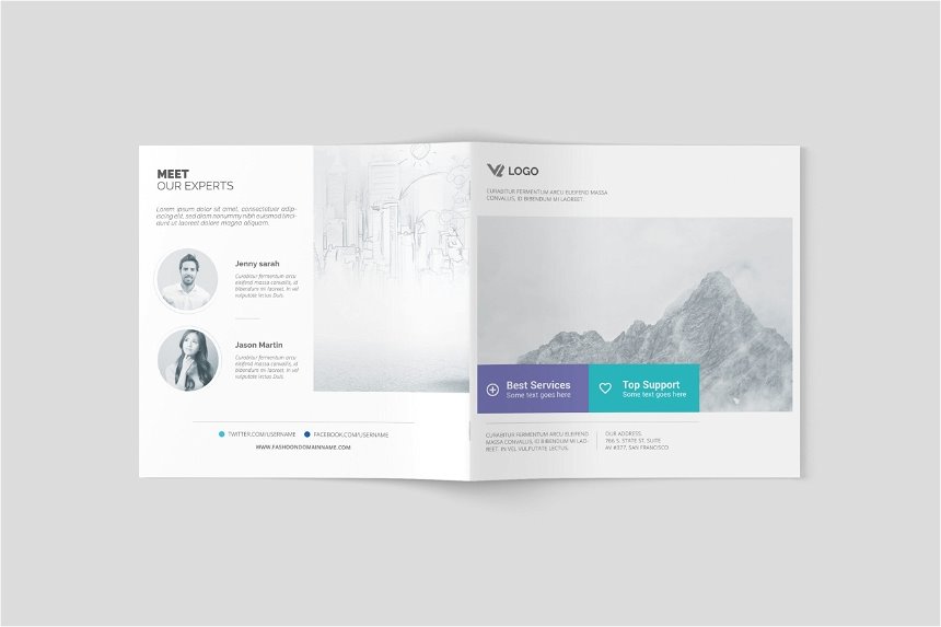 Square Brochure Mockup in 4 Different Visions FREE PSD