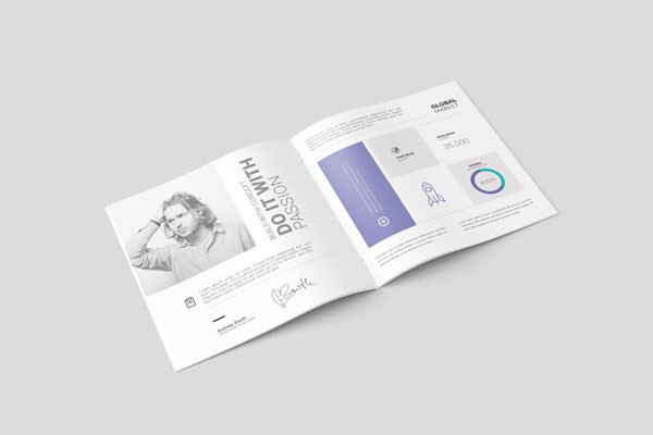 Square Brochure Mockup in 4 Different Visions FREE PSD