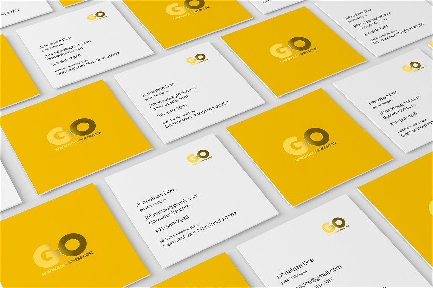 Square Business Card Mockup in 3 Different Views FREE PSD