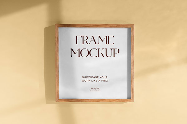 Square Frame Mockup on Wall in Facing View FREE PSD