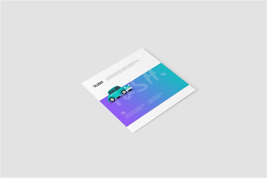 Square Z Fold Brochure Mockup in 4 Varied Views FREE PSD