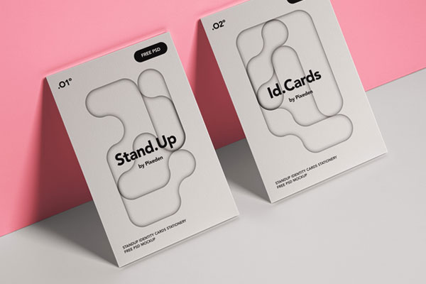 Stationery Identity Card Mockup in Perspective View FREE PSD