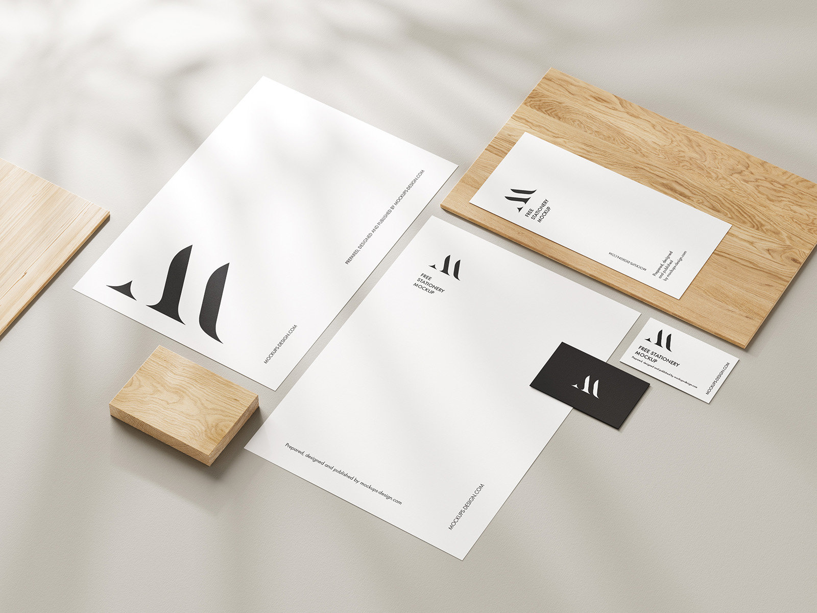 Stationery Mockup with Delicate Shadows in 6 Visions FREE PSD