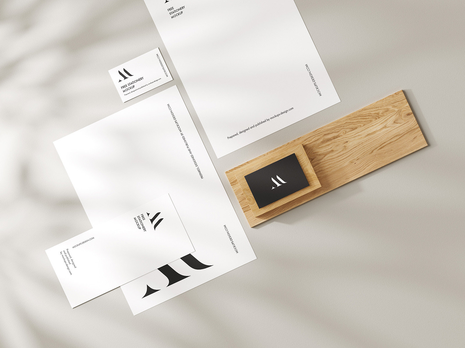 Stationery Mockup with Delicate Shadows in 6 Visions FREE PSD
