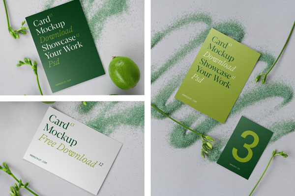3 Perspective Views of Cards Mockup FREE PSD