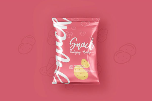 3 Varied Showcases of Chips Snacks Foil Pack Mockup FREE PSD
