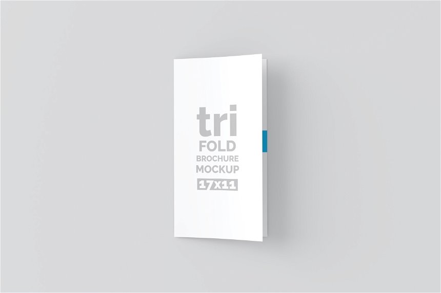 3 Views of 17x11 Tri Fold Brochure Mockup FREE PSD