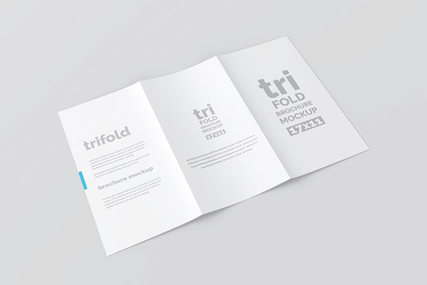 3 Views of 17x11 Tri Fold Brochure Mockup FREE PSD
