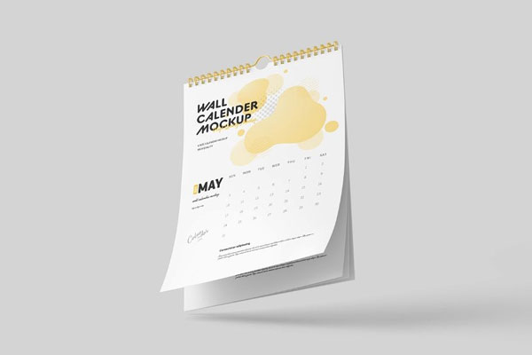 3 views of Wall Calendar Mockup FREE PSD