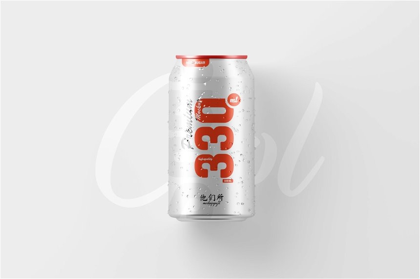 330ml Soda Can Mockup in 3 Views FREE PSD