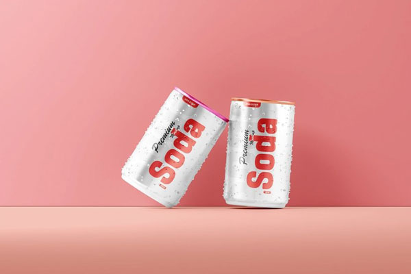 4 Different Visions of 150ml Soda Can Mockup FREE PSD
