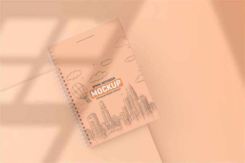 4 Shots of Spiral Notebook Mockup FREE PSD