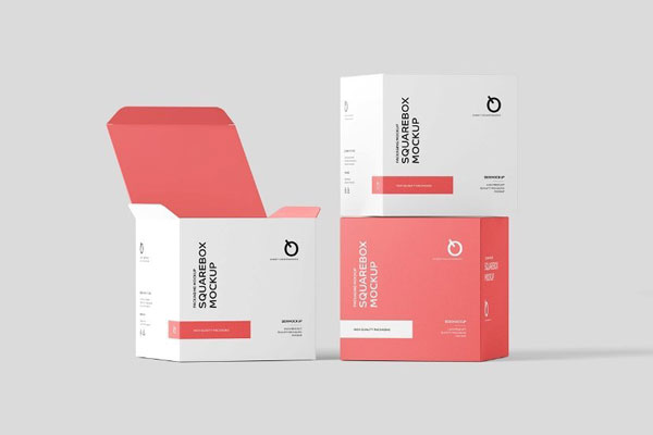 4 Shots of Square Box Mockup FREE PSD