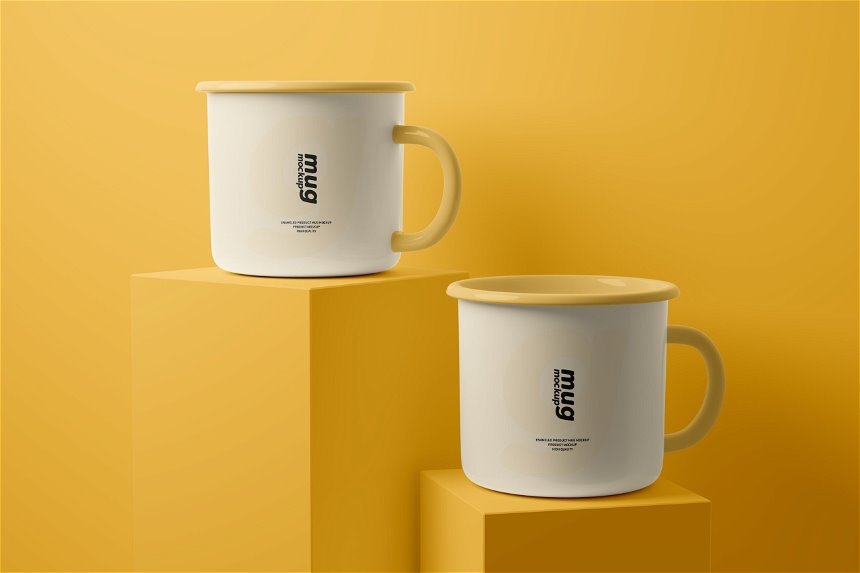 4 Showcase of Sleek Enamel Mug Mockup FREE PSD