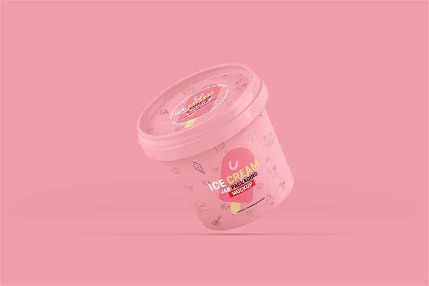 4 Showcases of Ice Cream Jar Packaging Mockup FREE PSD
