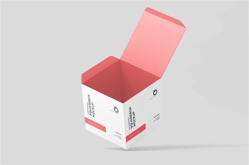 4 Showcases of Realistic Square Box Mockup FREE PSD