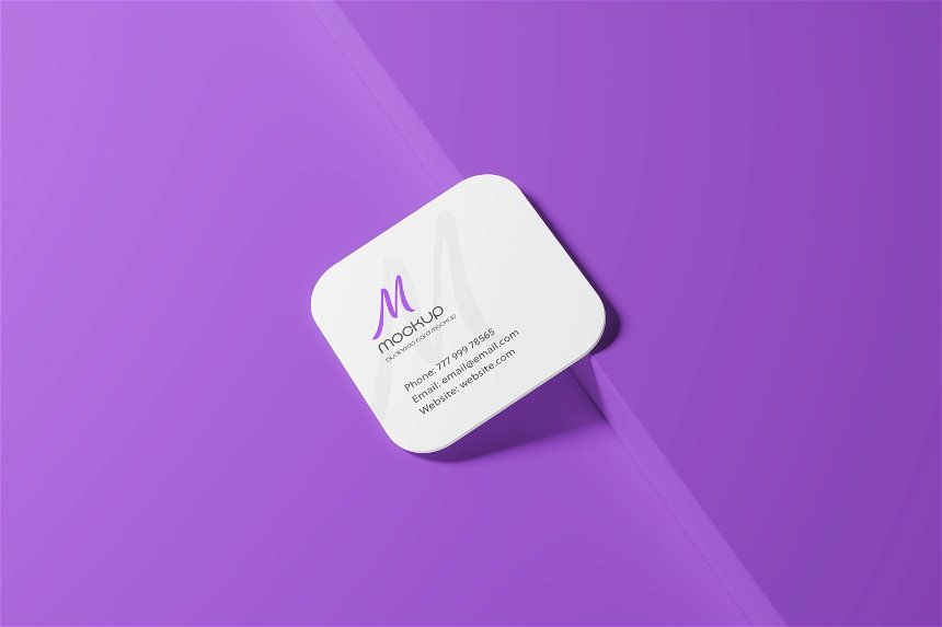 4 Showcases of Square Round Corner Business Card Mockup FREE PSD