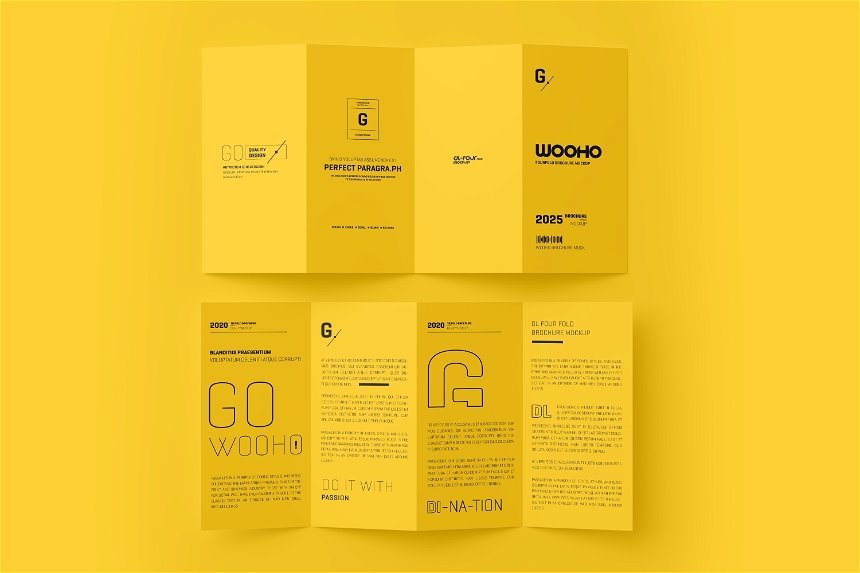 4 Sights of DL 4 Fold Brochure Mockup FREE PSD