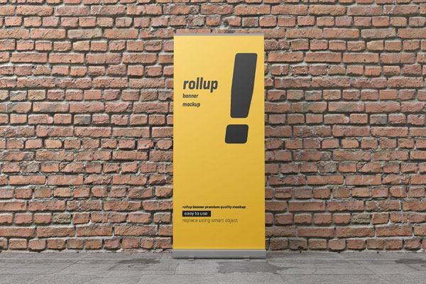 4 Sights of Rollup Trade Show Banner Mockup FREE PSD