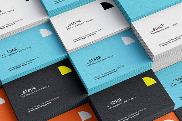 4 Sights of Stacked Business Cards Mockup FREE PSD