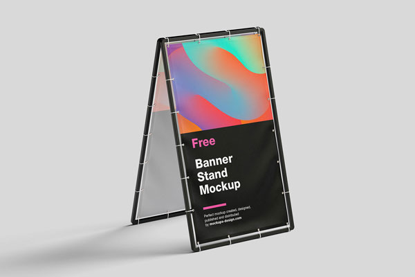 4 Varied Visions of Metal Banner Stand Mockup FREE PSD