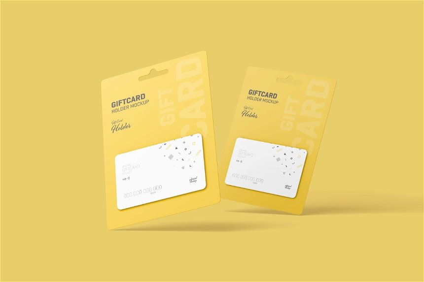 4 Views Of Gift Card Mockup With Card Holder Free Download 