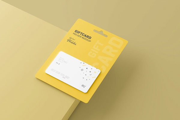 4 Views of Gift Card Mockup with Card Holder FREE PSD