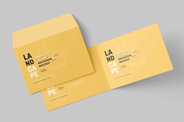 4 Visions of Invitation Card Mockup with Envelope FREE PSD