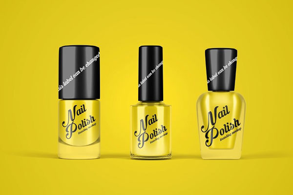 4 Visions of Nail Polish Bottle Mockup FREE PSD