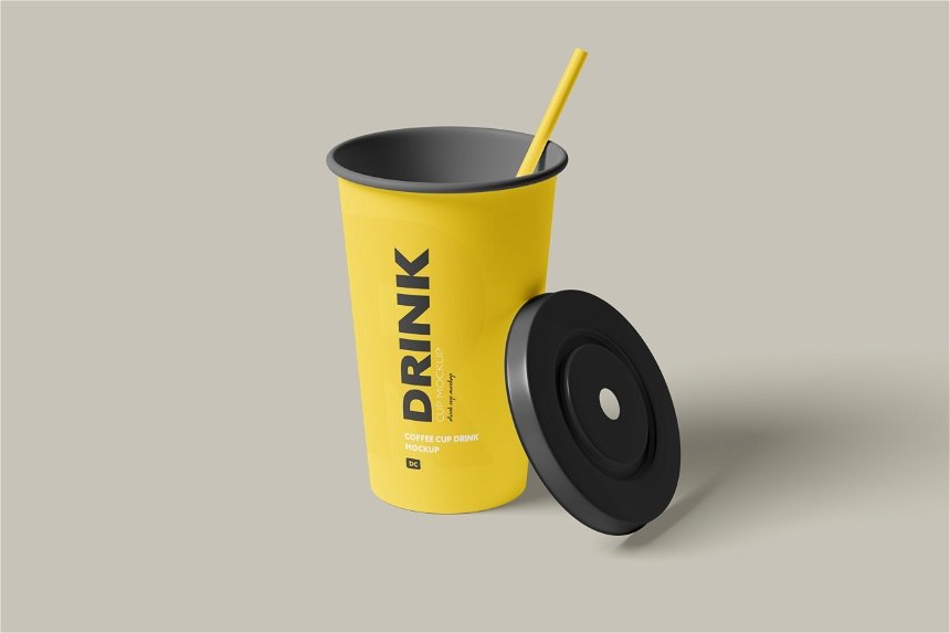 4 Visions of Paper Drink Cups Mockup FREE PSD