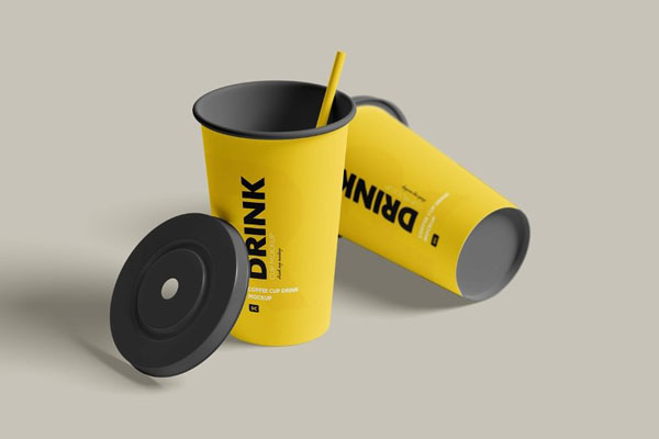 4 Visions of Paper Drink Cups Mockup FREE PSD