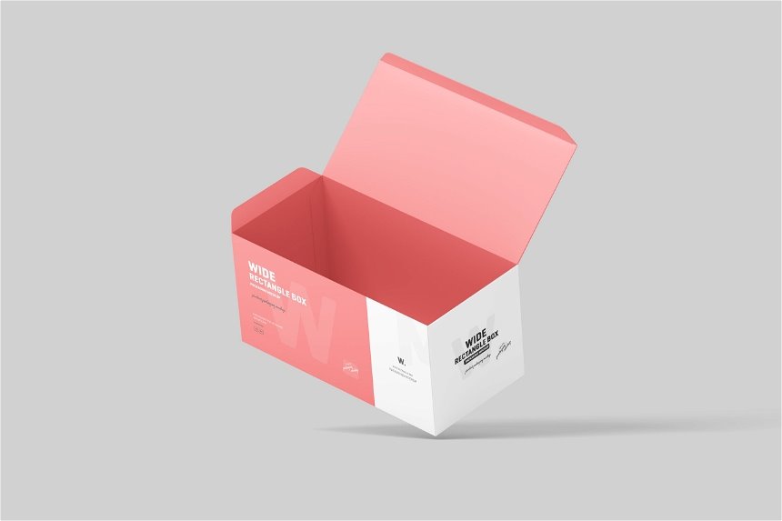 4 Visions of Wide Rectangle Box Mockup FREE PSD